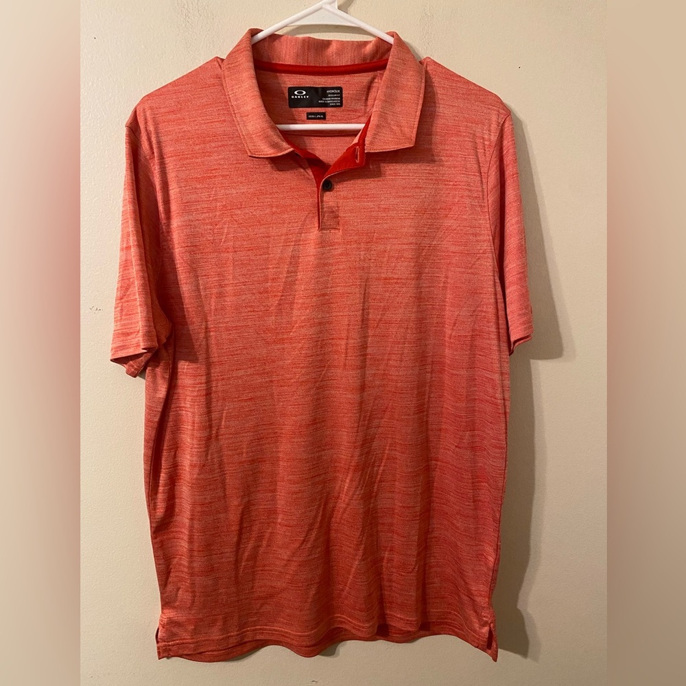 Mens Red Oakley Hydrolix‎ Regular Fit Short Sleeve Polo Golf Shirt Size Large